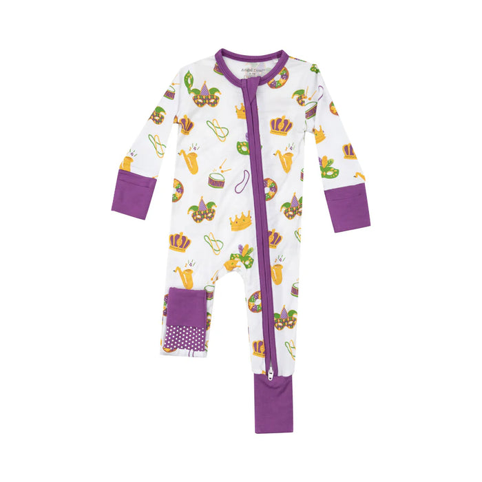 Angel Dear Mardi Gras Zipper Romper