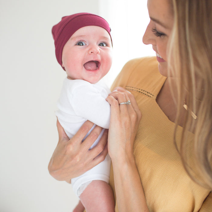 Copper Pearl Top Knot Hat | Ruby