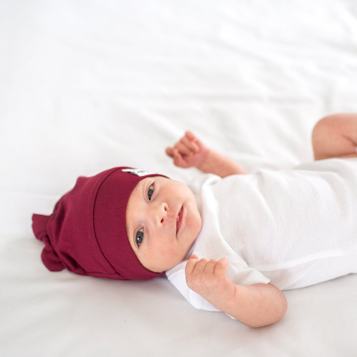 Copper Pearl Top Knot Hat | Ruby