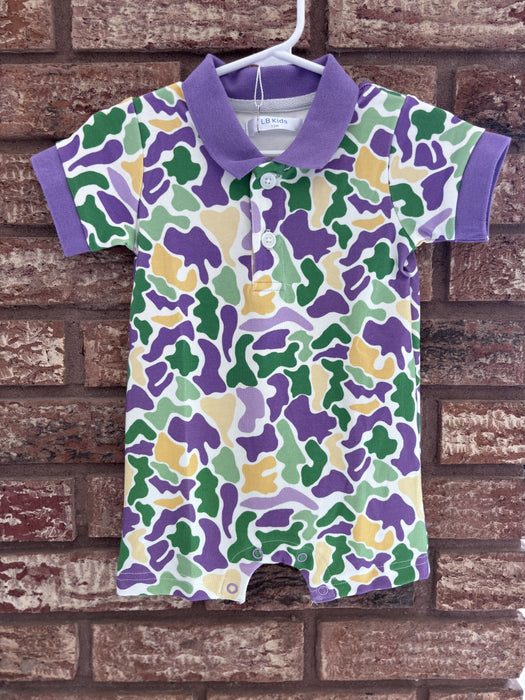 Lulu BeBe Mardi Gras Camo Polo Shortall