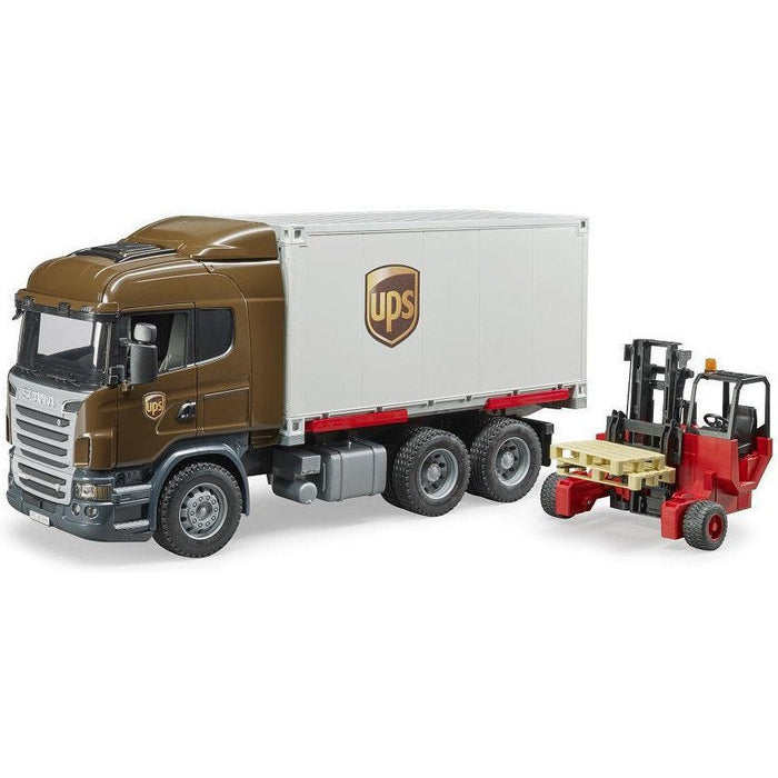 Bruder SCANIA R-Series UPS Logistics Truck with Forklift